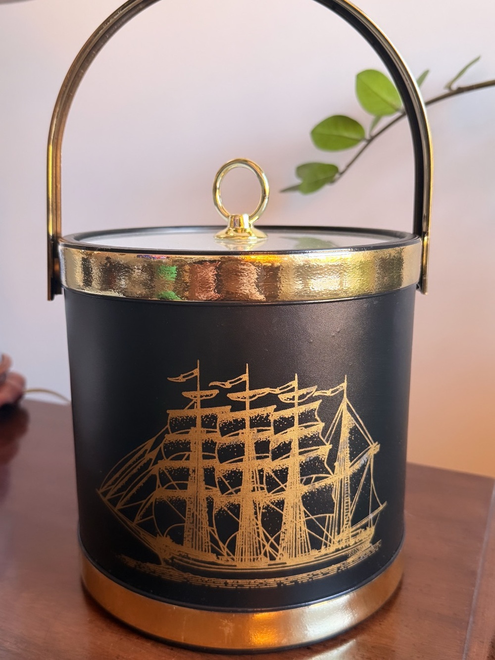 Black and Gold Nautical Ice Bucket - Classic Bar Accent